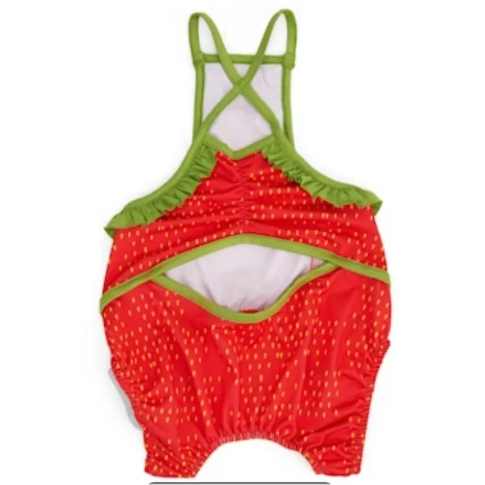 NWT strawberry dog swim bathing suit S